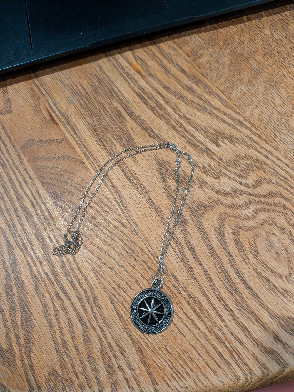 Silver Compass Star Pendant Necklace
